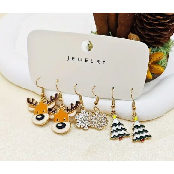 Christmas Earrings 3 pack Dangle Stainless hooks - Picture 1 of 1